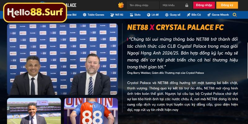 Phân Tích Ý Nghĩa Thương Mại Của việc NET88 Tài Trợ Crystal Palace F.C - CLB Ngoại Hạng Anh Mở ra xu hướng tài trợ đa mục tiêu